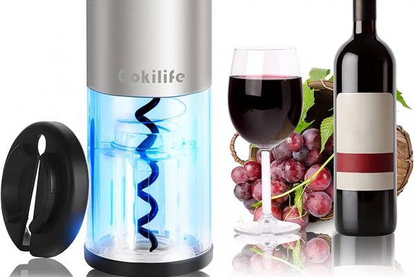 Automatic Electric Wine Bottle Corkscrew Opener with Foil Cutter.